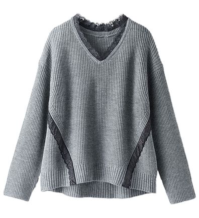 BELLUNA（ベルーナ）の「レース使いあぜ編ニットプルオーバー（ニット・セーター）」