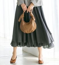 BELLUNA（ベルーナ）の「春のスカートコーデ　柔らか綿のロングフレアースカート（ロングスカート）」