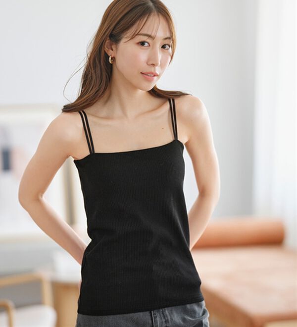 YU'NOW（ユナウ）の「【カップ付インナー】Ｗストラップブラキャミ（ブラトップ・カップ付きインナー）」｜詳細画像