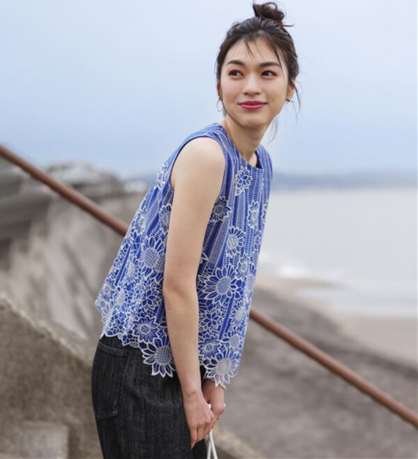 RANAN（ラナン）の「ひんやり！レース使いプルオーバー（ブラウス）」｜詳細画像