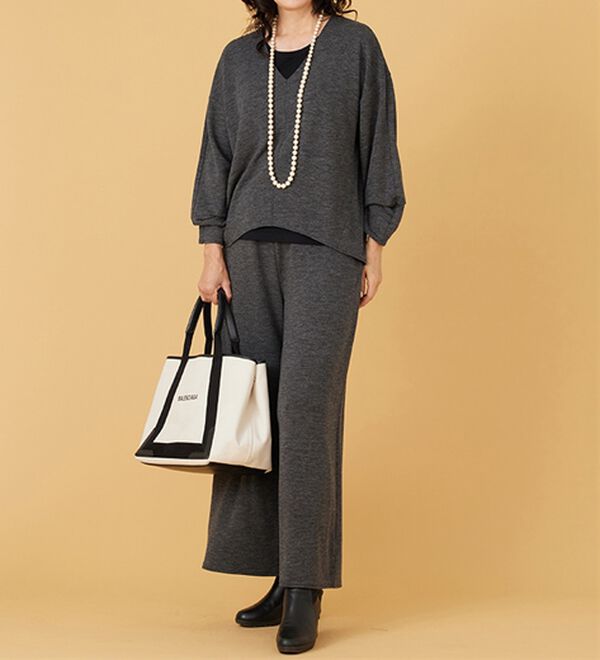 BELLUNA（ベルーナ）の「ウエスト楽々！キレイ見えワイドパンツ（ワイドパンツ・ガウチョ）」｜詳細画像