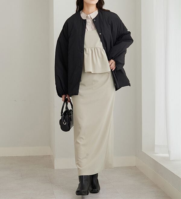 GeeRA（ジーラ）の「楽ちん！ペプラムキャミワンピース（カットソーワンピース）」｜詳細画像