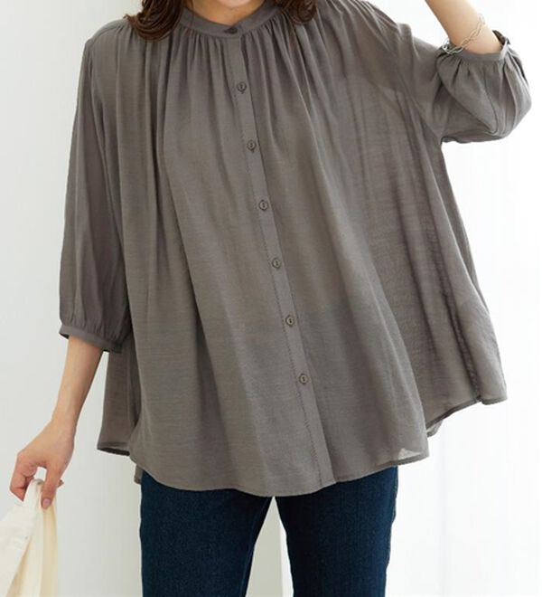 BELLUNA（ベルーナ）の「スラブ素材ギャザーデザインブラウス（ブラウス）」｜詳細画像