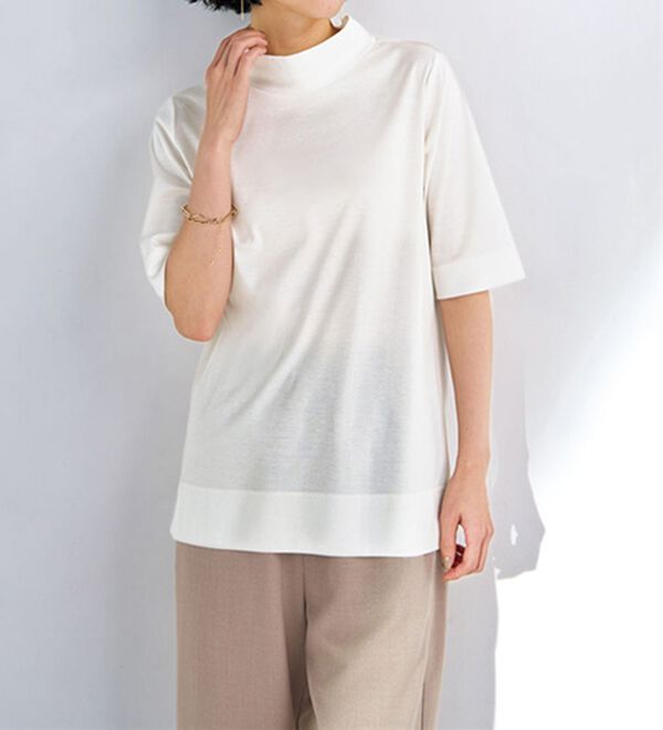 BELLUNA（ベルーナ）の「＜日本製＞クールコットン１００％Ｔシャツ（カットソー）」｜詳細画像