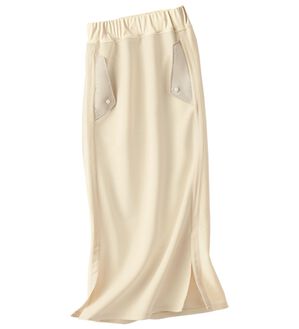 BELLUNA（ベルーナ）の「【ＳＭＡＲＴ　ＥＣＯ　ＪＥＲＳＥＹ】異素材切替スカート（ロングスカート）」｜アイボリー