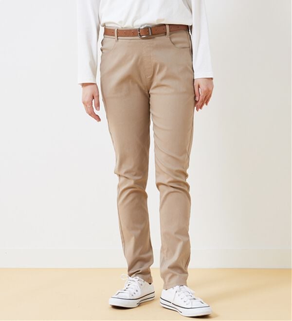 BELLUNA（ベルーナ）の「チノ見えストレッチ素材スリムパンツ（フルレングスパンツ）」｜詳細画像