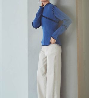 RANAN（ラナン）の「メローステッチ配色リブニット（ニット・セーター）」｜ブルー系