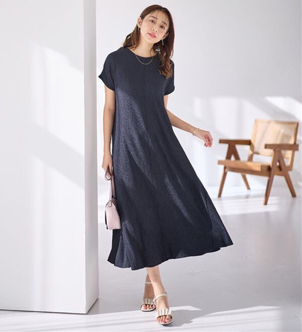 alotta（アロッタ）の「【４つの機能付】ひんやり楽ちん快適！フレアーワンピース（カットソーワンピース）」｜詳細画像