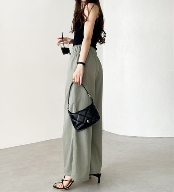 GeeRA（ジーラ）の「冷感リネン風イージーワイドパンツ（ワイドパンツ・ガウチョ）」｜詳細画像