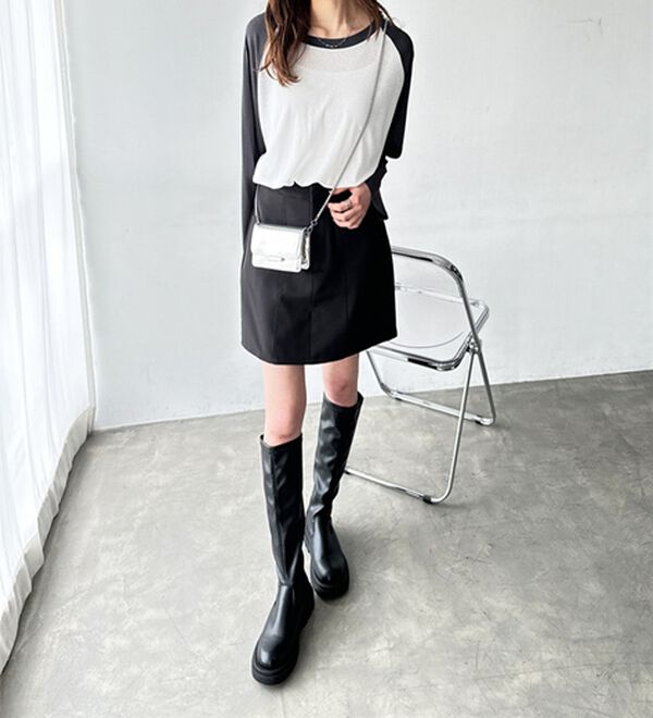 GeeRA（ジーラ）の「ラグラン切替配色スラブシアーカットソー（カットソー）」｜詳細画像