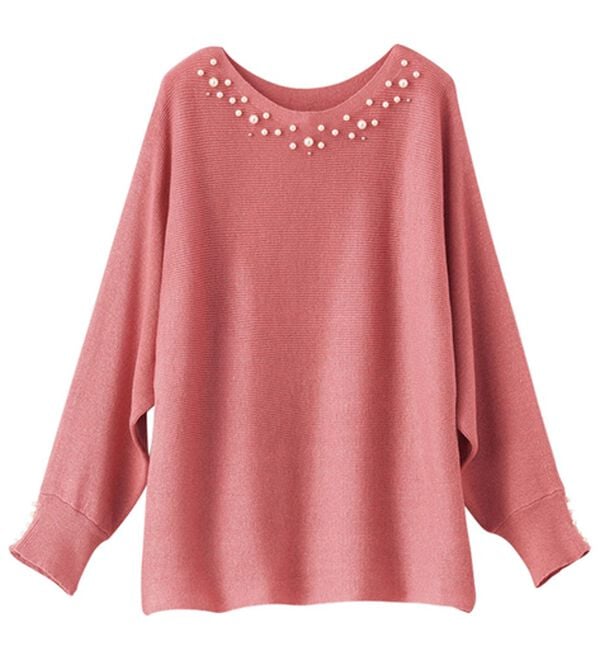 BELLUNA（ベルーナ）の「パール付ラメ入りドルマンニットプルオーバー（ニット・セーター）」｜詳細画像