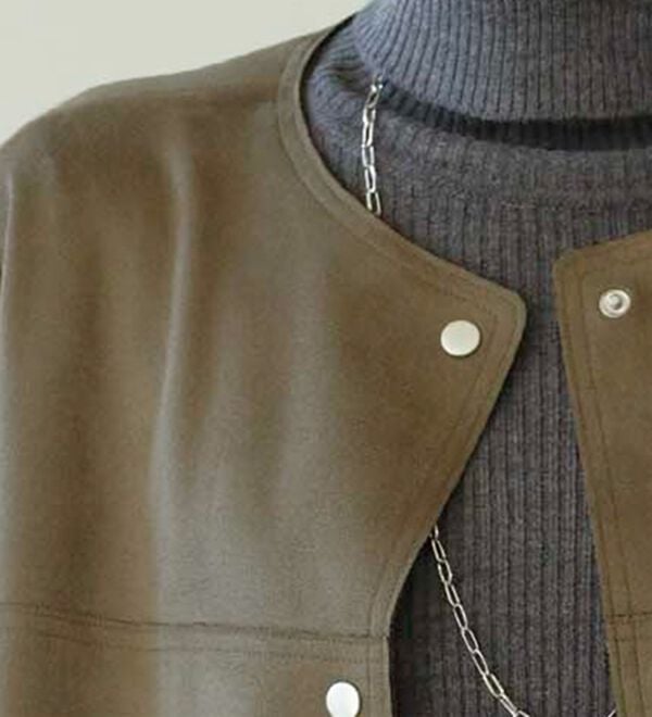 BELLUNA（ベルーナ）の「スエード調ノーカラーロング丈ジャケット（ノーカラージャケット）」｜詳細画像