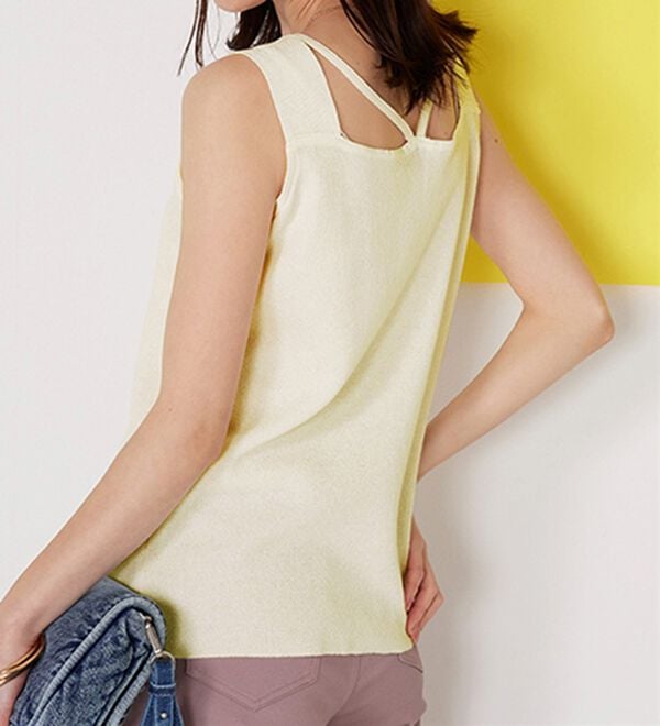 涼やかニット素材サマ見えタンクトップ - ベルーナ【公式】