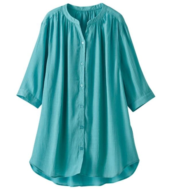 BELLUNA（ベルーナ）の「スラブ素材スキッパーデザインシャツチュニック（チュニック）」｜詳細画像