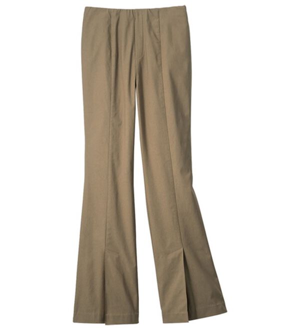 VINNO（ヴィノ）の「ストレッチ素材・裾フレアーパンツ（フルレングスパンツ）」｜ベージュ