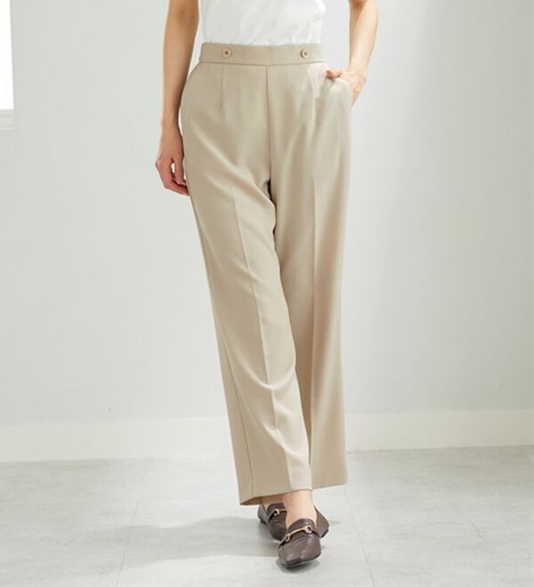 BELLUNA（ベルーナ）の「麻調ストレッチ素材美脚フレアーパンツ（フルレングスパンツ）」｜詳細画像