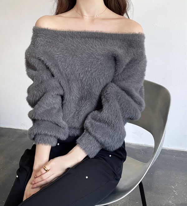 GeeRA（ジーラ）の「【YOUING.】オフショルフェザーヤーンニット（ニット・セーター）」｜詳細画像