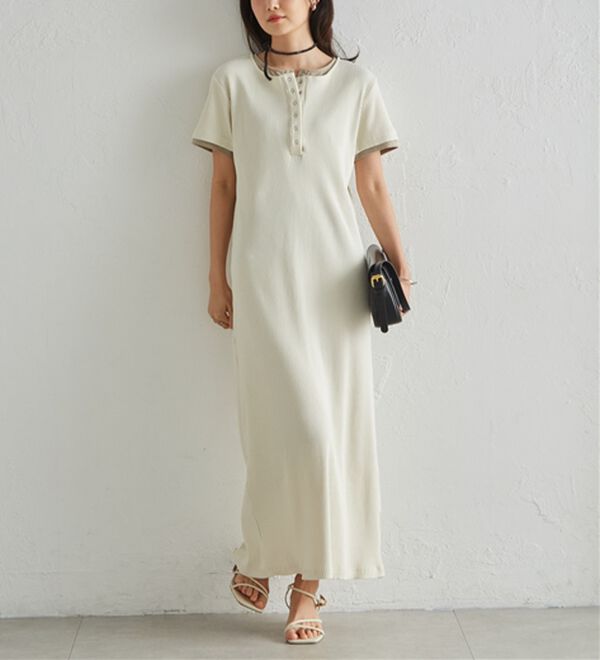 RANAN（ラナン）の「レイヤードヘンリーネックリブワンピース（カットソーワンピース）」｜詳細画像