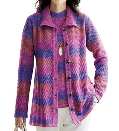 BELLUNA（ベルーナ）の「グラデーションかすりニットカーディガンアンサンブル（アンサンブル）」