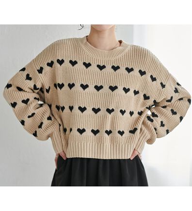 RANAN（ラナン）の「ハートライン柄ニットプルオーバー（ニット・セーター）」