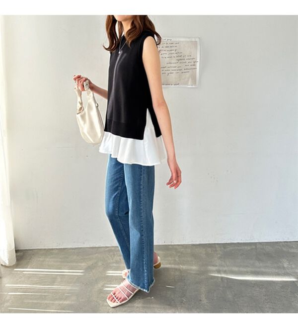 GeeRA（ジーラ）の「ペプラムタンク付ニットプルオーバー（アンサンブル）」｜詳細画像