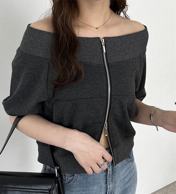 GeeRA（ジーラ）の「ＺＩＰオフショルカットソー（カットソー）」｜詳細画像