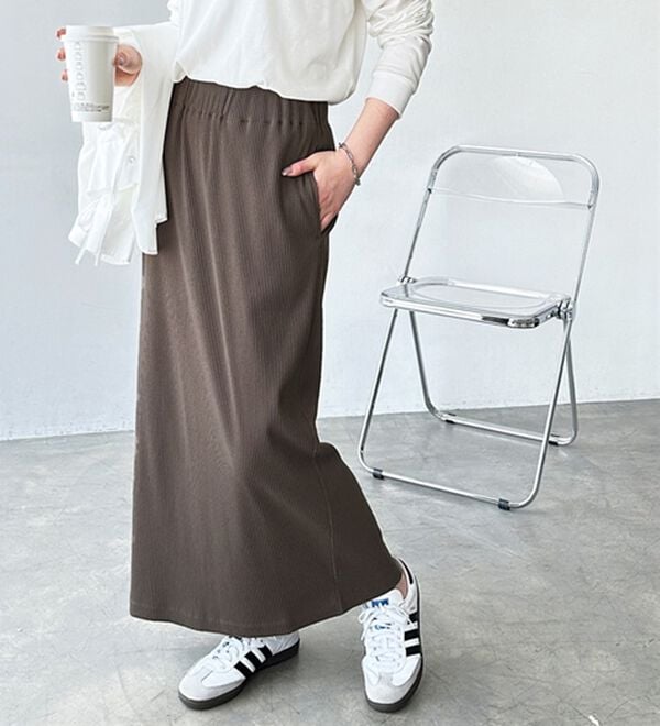 GeeRA（ジーラ）の「【着回し力◎】楽ちんすっきり見え！リブロングスカート（ロングスカート）」｜詳細画像