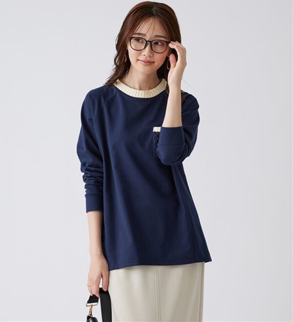 BELLUNA（ベルーナ）の「裏毛素材ニット切替プルオーバー（カットソー）」｜詳細画像