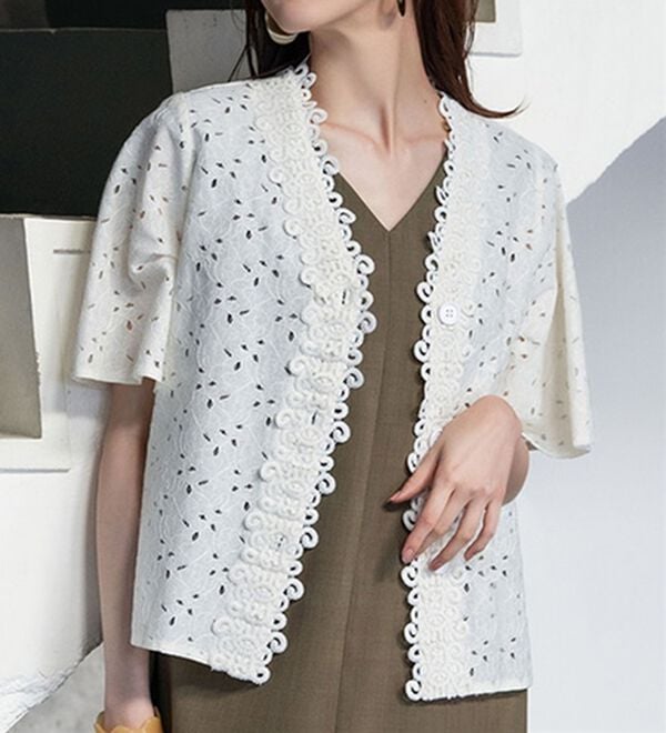 RANAN（ラナン）の「レースコンビブラウス（ブラウス）」｜ホワイト