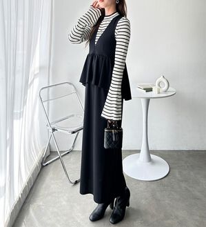 GeeRA（ジーラ）の「【再入荷】楽ちん！ペプラムジャンパースカート（ジャンパースカート）」｜詳細画像