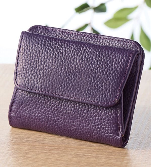 「牛革コンパクト財布（財布・パスケース）」｜パープル