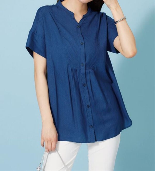 BELLUNA（ベルーナ）の「麻調素材タック使いシャツチュニック（ブラウス）」｜詳細画像