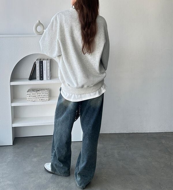 GeeRA（ジーラ）の「コードロゴ刺繍オーバーサイズ裏起毛スウェット（トレーナー・スウェット）」｜詳細画像