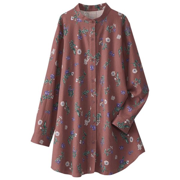 BELLUNA（ベルーナ）の「ナチュラル柄プリントロングブラウス（ブラウス）」｜ローズ