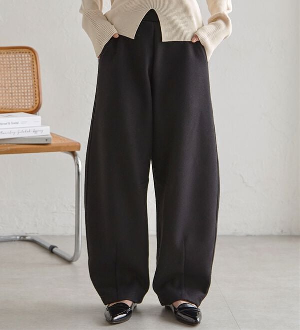 RANAN（ラナン）の「フェイクウールバレルレッグカーブパンツ（フルレングスパンツ）」｜詳細画像