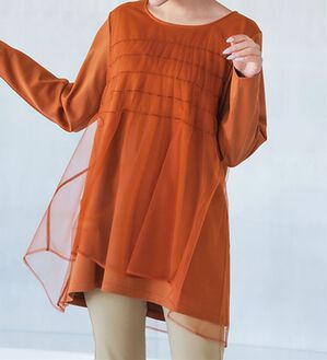 RANAN（ラナン）の「ふんわりあったか素材チュール重ねチュニック（チュニック）」｜テラコッタ