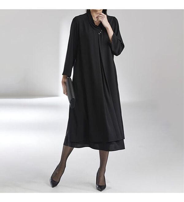 BELLUNA（ベルーナ）の「洗える！冷感素材ドレープワンピース（ブラックフォーマル（喪服・礼服））」｜詳細画像