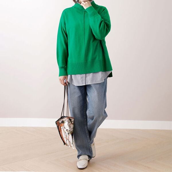 BELLUNA（ベルーナ）の「編地切替デザインニットプルオーバー（ニット・セーター）」｜詳細画像