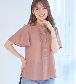 alotta（アロッタ）の「上品細見えピンタックブラウス（ブラウス）」｜スモーキーピンク