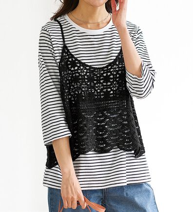 BELLUNA（ベルーナ）の「かぎ針風ビスチェアンサンブル（アンサンブル）」