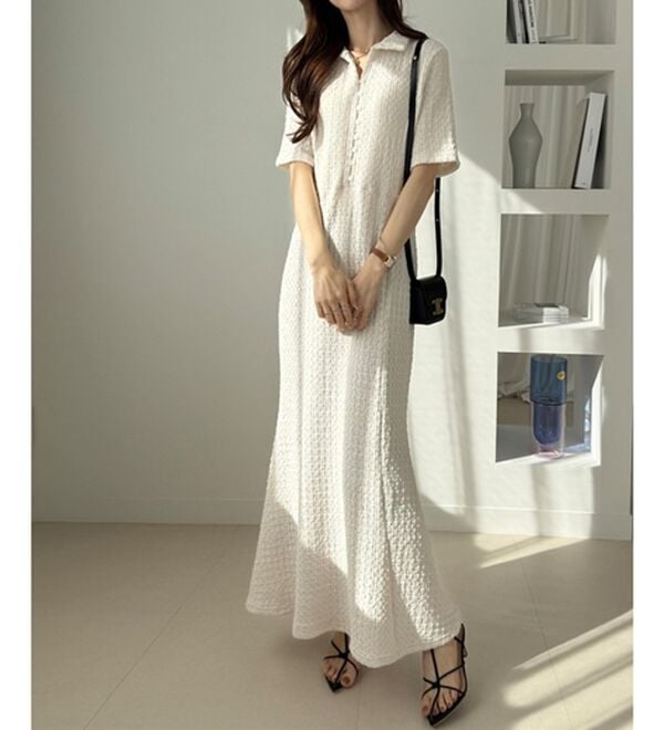 GeeRA（ジーラ）の「全骨格細見え！表面感素材マーメイドワンピース（その他ワンピース）」｜詳細画像