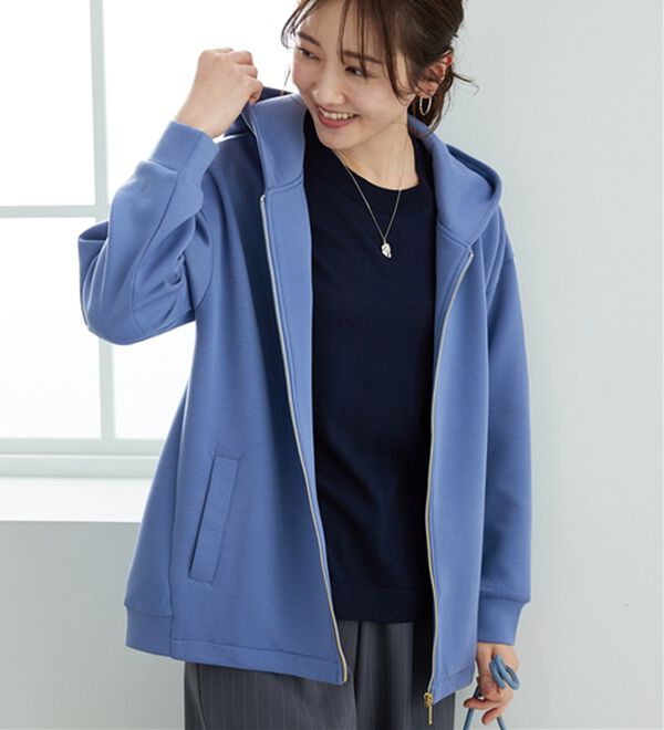 BELLUNA（ベルーナ）の「【快適Ｌａｂ．】とろみ素材裾タックパーカー（パーカー）」｜詳細画像