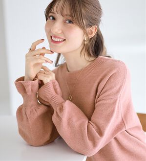 alotta（アロッタ）の「洗える！ふんわりタッチキャンディースリーブゆるニット（ニット・セーター）」｜ピンク