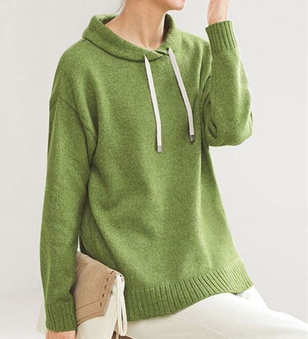 BELLUNA（ベルーナ）の「配色使いほっこりエコニットプルオーバー（ニット・セーター）」｜ピスタチオ