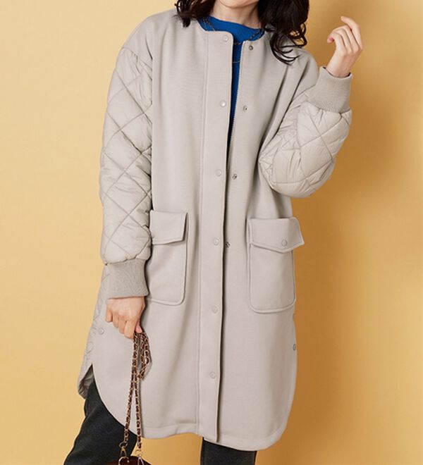 BELLUNA（ベルーナ）の「ダイヤキルト切替とろみ素材ロングコート（ロングコート）」｜詳細画像