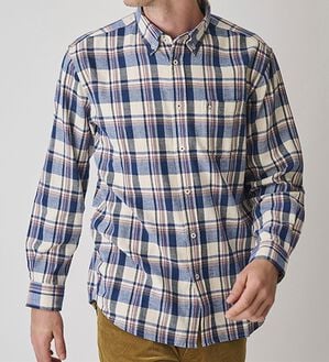 「＜ハッシュパピー＞しっとり柔らか綿１００％ネルシャツ（メンズシャツ）」｜詳細画像