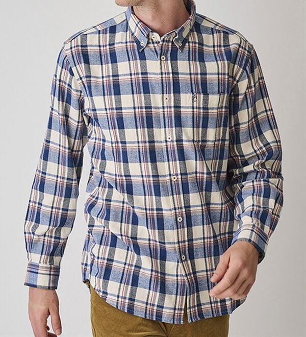 「＜ハッシュパピー＞しっとり柔らか綿１００％ネルシャツ（メンズシャツ）」｜詳細画像