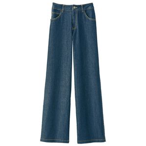 BELLUNA（ベルーナ）の「ぐんぐん伸びるデニムパンツ　ワイド（フルレングスパンツ）」｜インディゴ