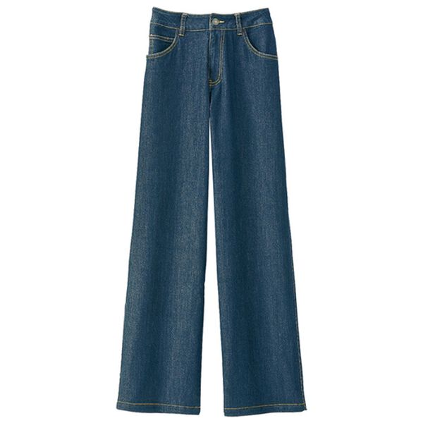 BELLUNA（ベルーナ）の「ぐんぐん伸びるデニムパンツ　ワイド（フルレングスパンツ）」｜インディゴ