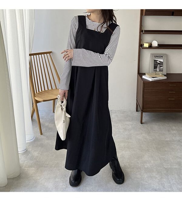 GeeRA（ジーラ）の「スクエアネックフレアージャンパースカート（ジャンパースカート）」｜詳細画像